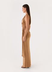 Aurene Maxi Jersey Dress - Gold