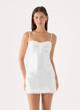 Averie Sequin Mini Dress - White