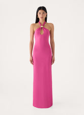 Caelina Halter Maxi Dress - Mulberry Pink