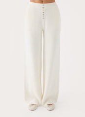 Cauaria Button Low Rise Knit Pants - Ivory