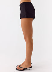 Coastline Cotton Micro Mini Shorts - Black