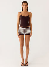 Danni Micro Shorts - Chocolate Stripe