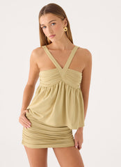 Evara Mini Skirt - Olive Green