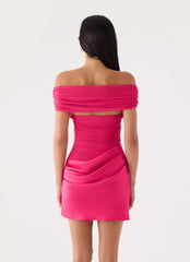 Farida Off Shoulder Mini Dress - Fuchsia