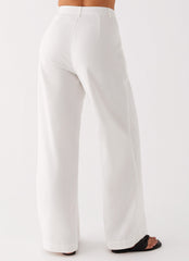 Heatwave Linen Wide Leg Pants - White