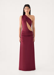 Jess Draped Maxi Dress - Maroon