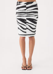 Kamili Low Rise Midi Skirt - Zebra