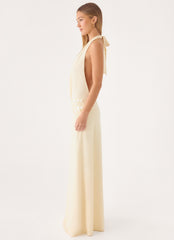 Kolisa Beaded Halter Maxi Dress - Cream