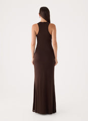 Lisandy Ruched Maxi Dress - Chocolate