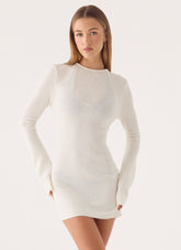 Levara Knit Low Back Mini Dress - White