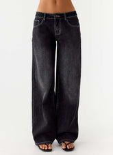 Nathan Super Low Rise Denim Jeans - Washed Black