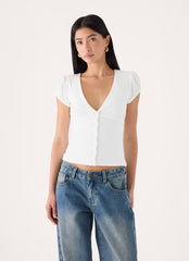 Panasi Button Up Top - White