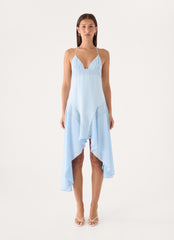 Prilla Asymmetric Midi Dress - Blue