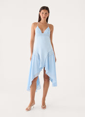 Prilla Asymmetric Midi Dress - Blue