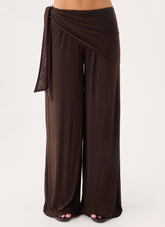 Riyan Waist Scarf Pant - Chocolate