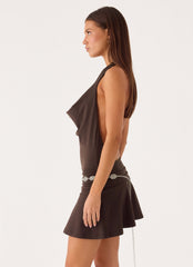 Rude Love Belt Mini Dress - Chocolate