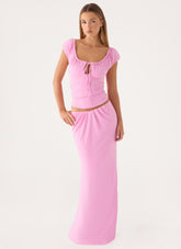 Small Moments Pleated Maxi Skirt - Pink