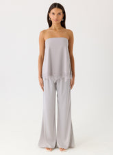 Sorena Low Rise Flared Pants - Misty Blue