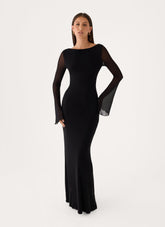 The After Party Backless Maxi Dress - Black