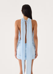 Verbina Scarf Mini Dress - Blue