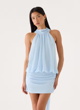 Verbina Scarf Mini Dress - Blue
