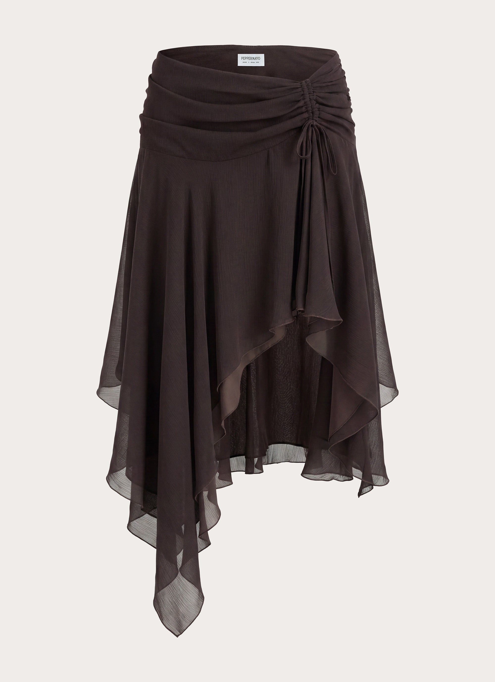 Abeda Asymmetrical Midi Skirt - Chocolate