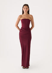 Adara Corset Maxi Dress - Burgundy