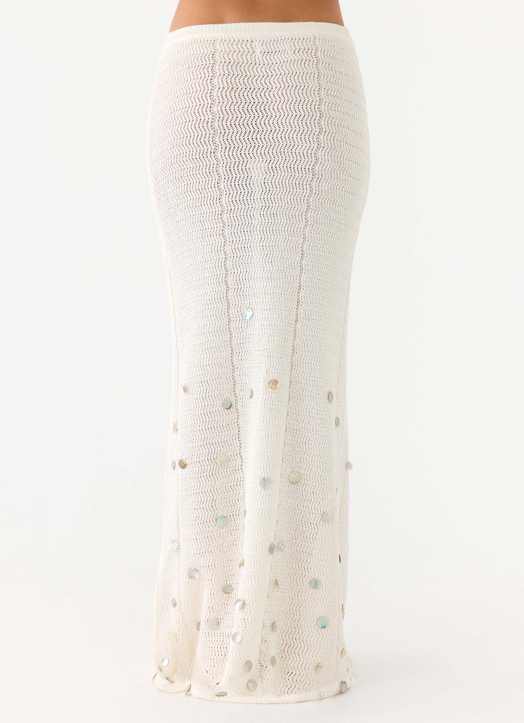 Adelaida Beaded Crochet Maxi Skirt - Ivory
