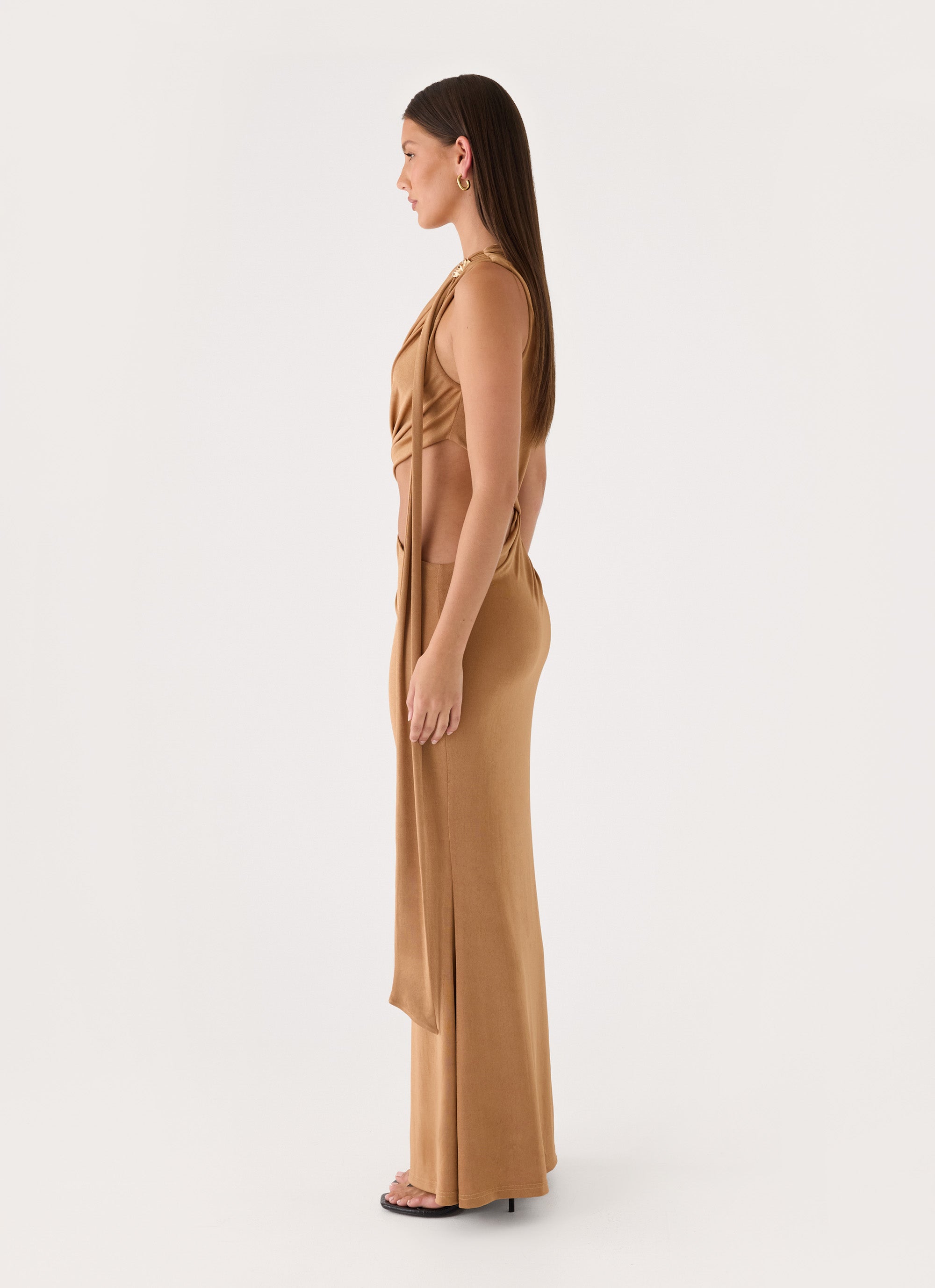 Aurene Maxi Jersey Dress - Gold