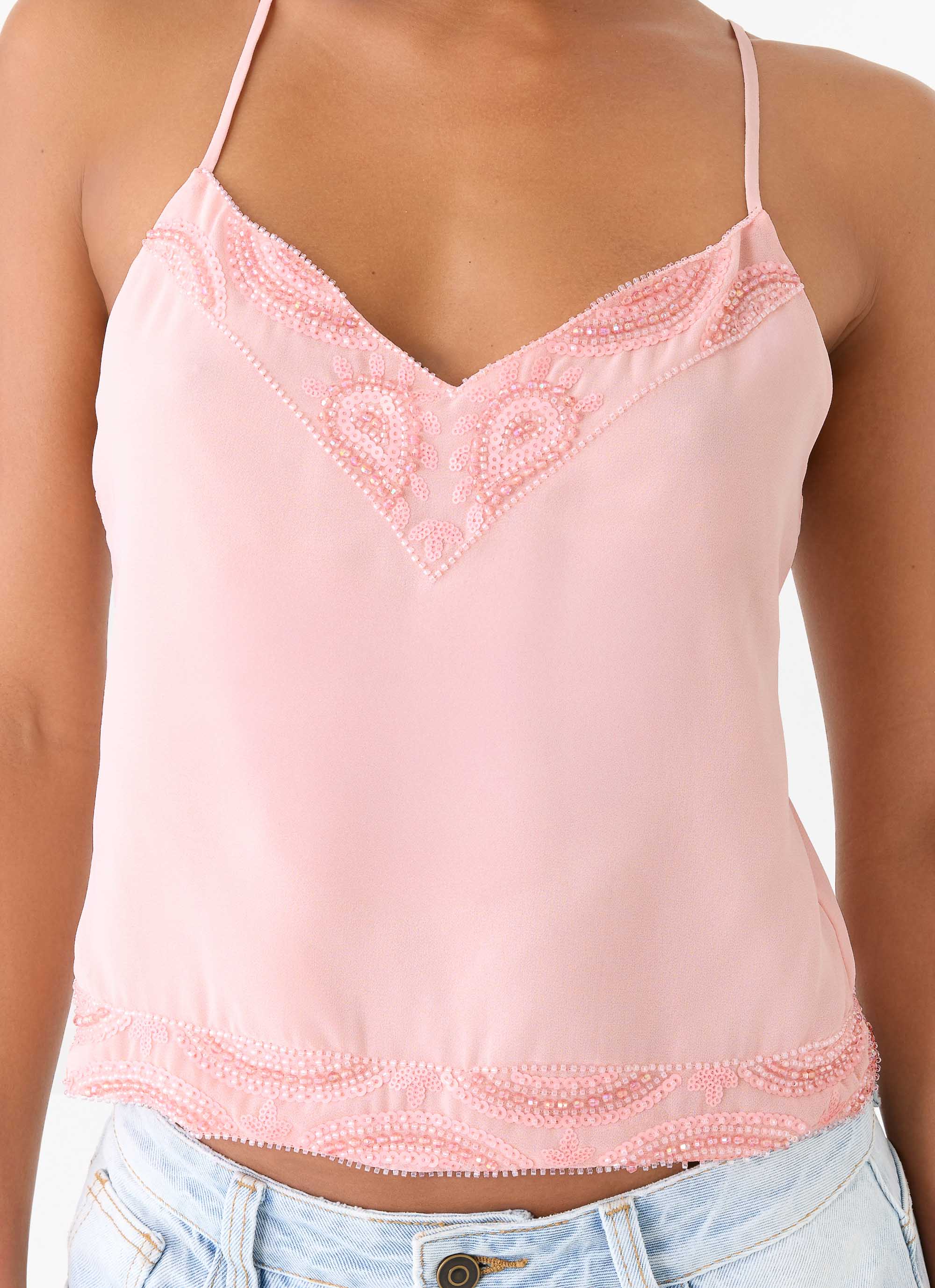 Avania Beaded Top - Pink