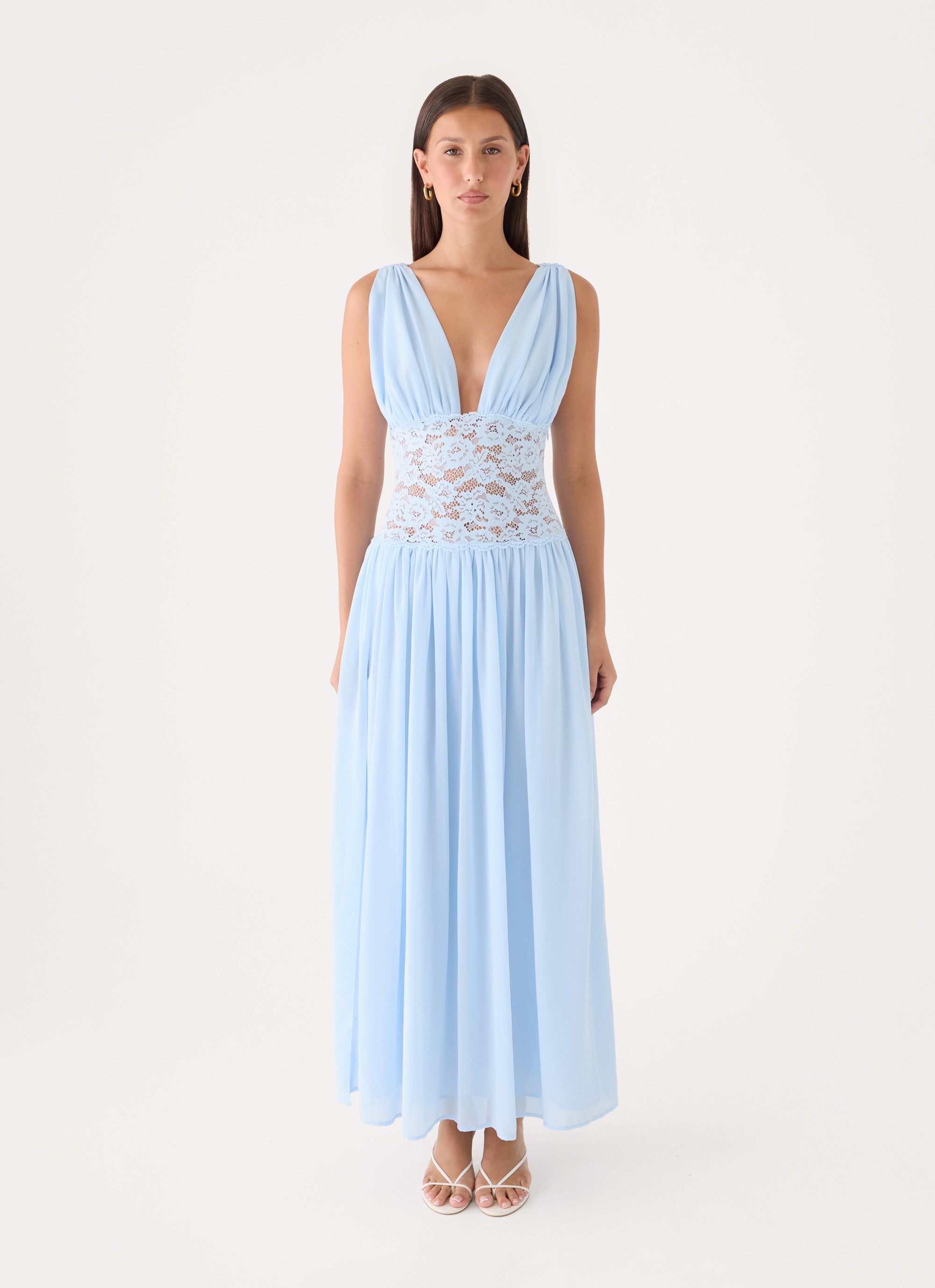 Berdine Lace Maxi Dress - Blue