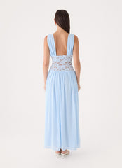 Berdine Lace Maxi Dress - Blue