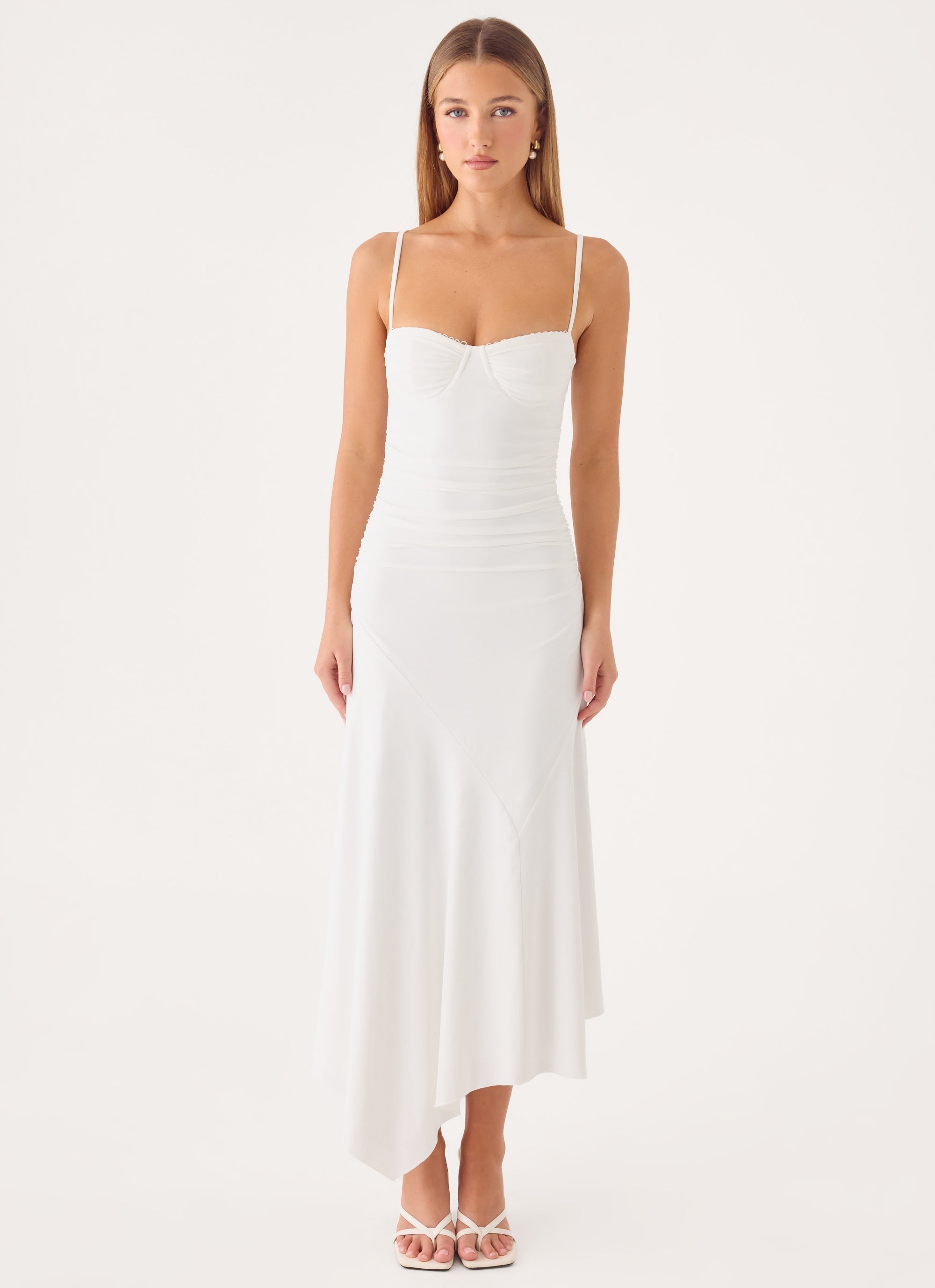 Bottle Pop Midi Dress - White