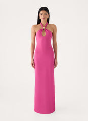 Caelina Halter Maxi Dress - Mulberry Pink