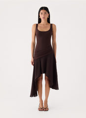 Concetta Contrast Midi Dress - Chocolate