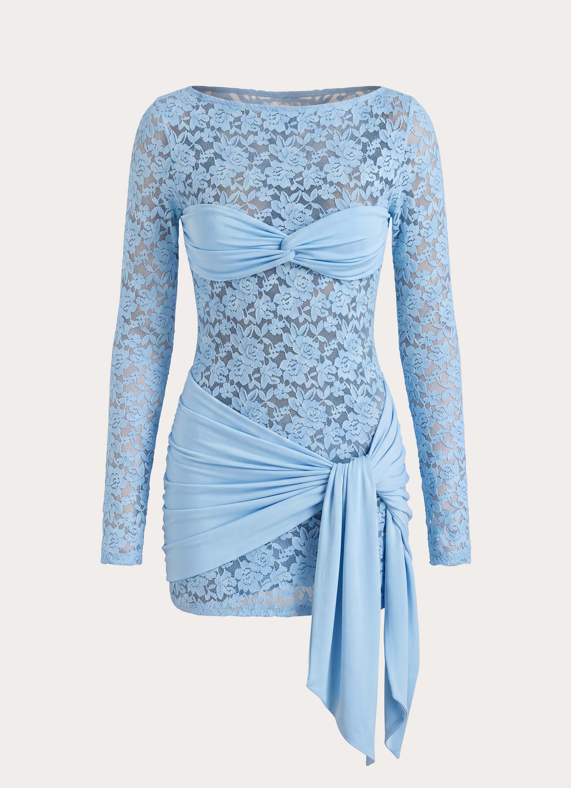 Consie Long Sleeve Mini Dress - Pale Blue