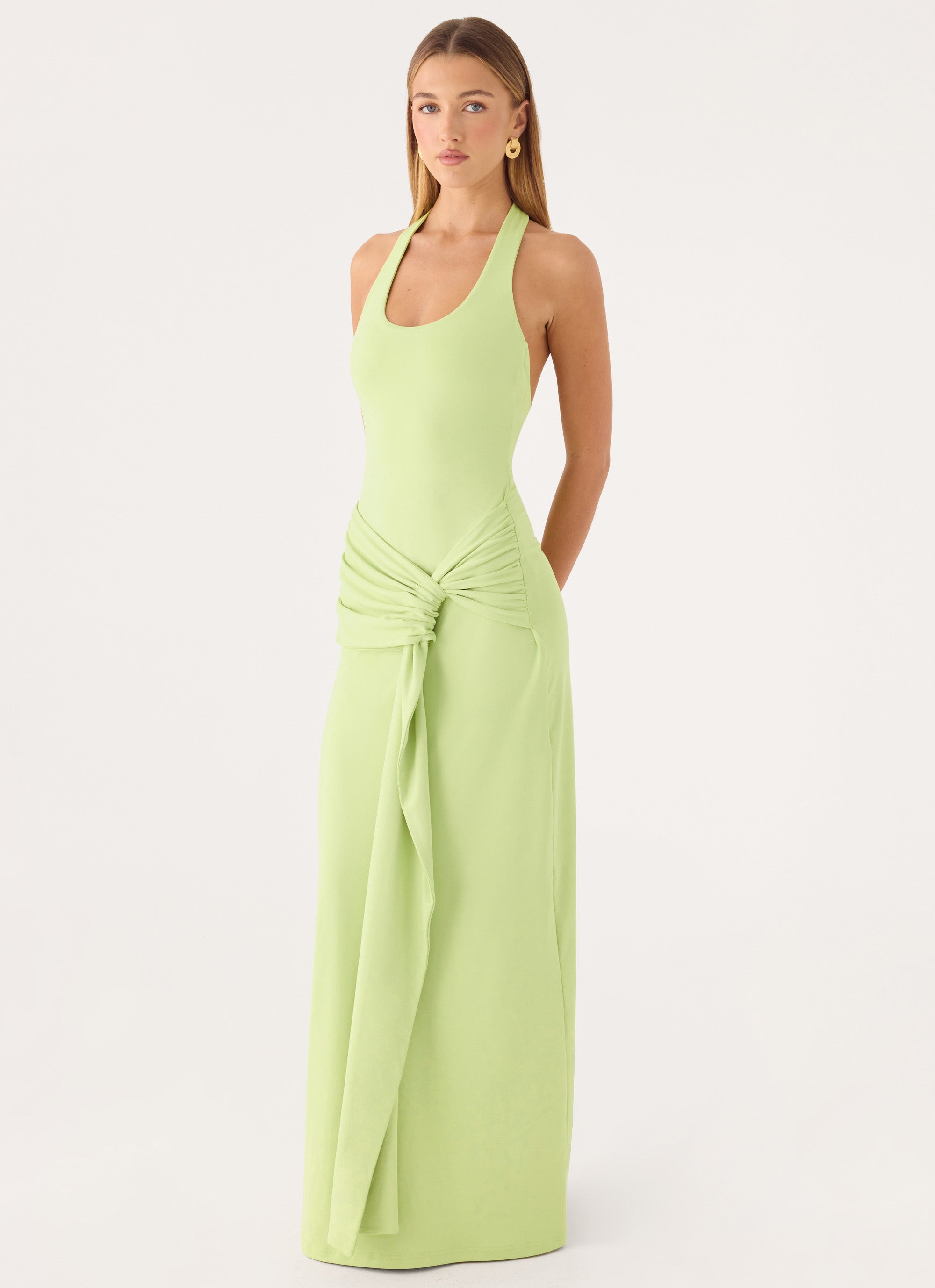 Cristal Halter Maxi Dress - Lime
