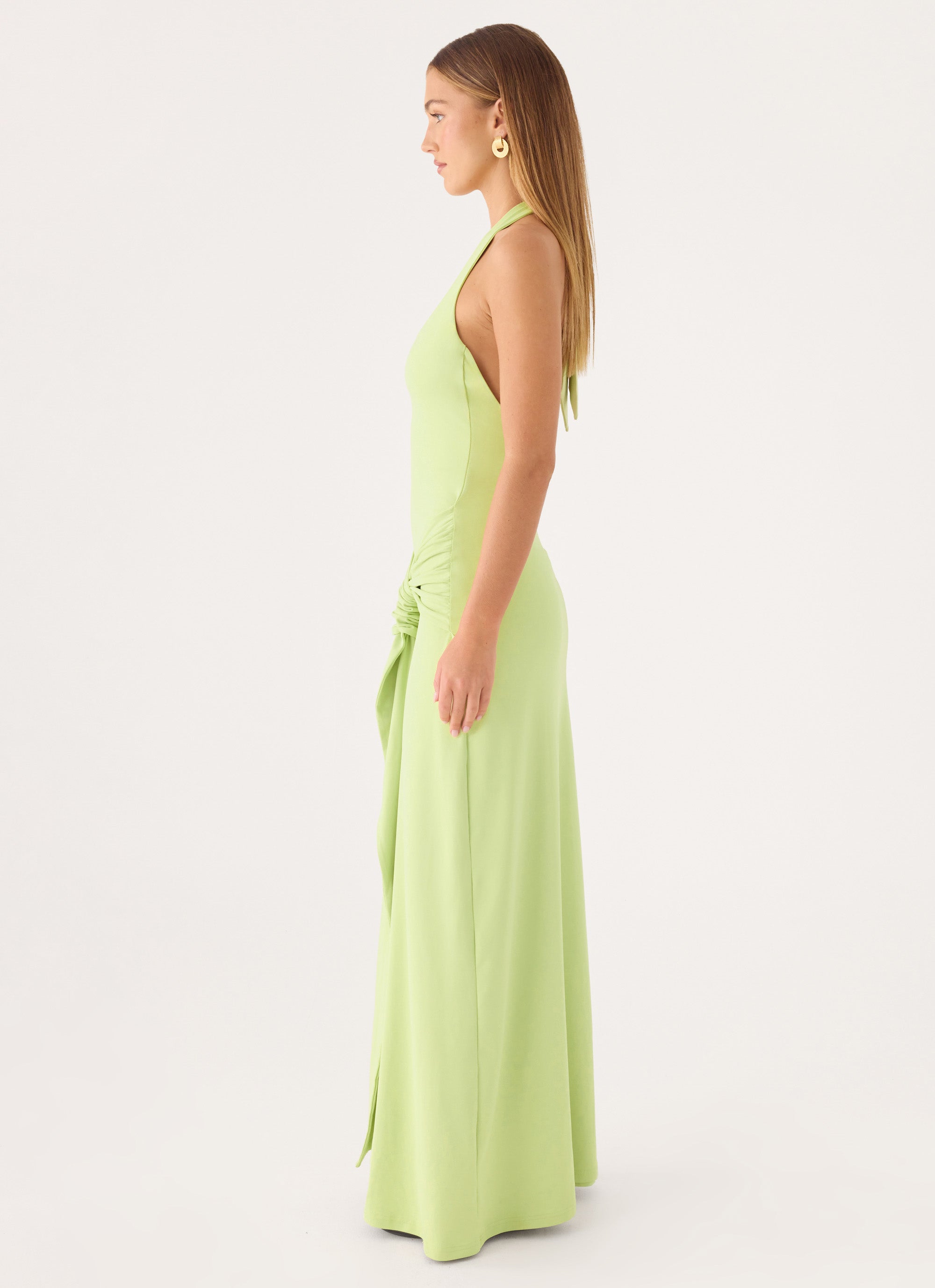 Cristal Halter Maxi Dress - Lime