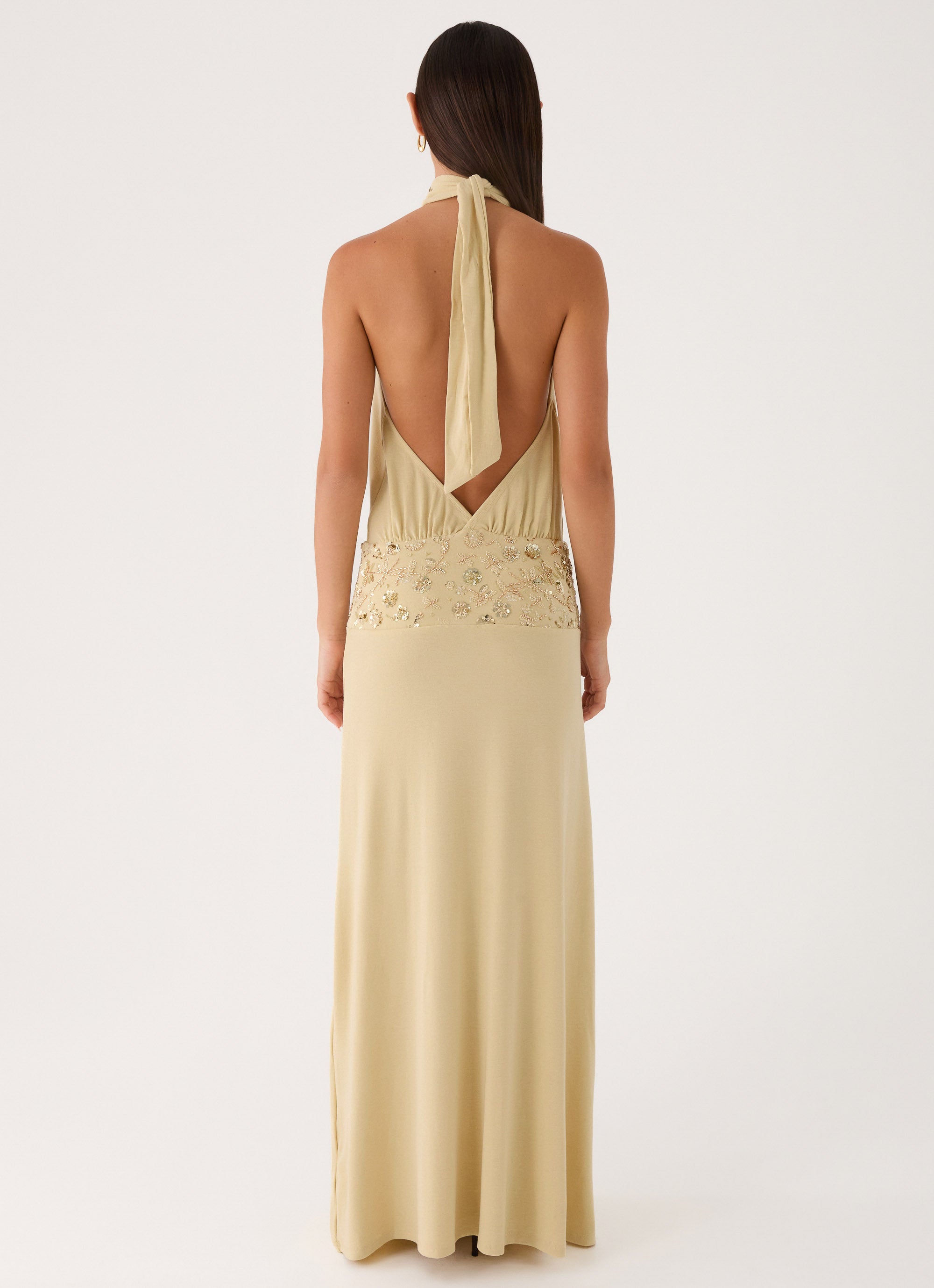 Donyale Halter Maxi Dress - Pale Olive