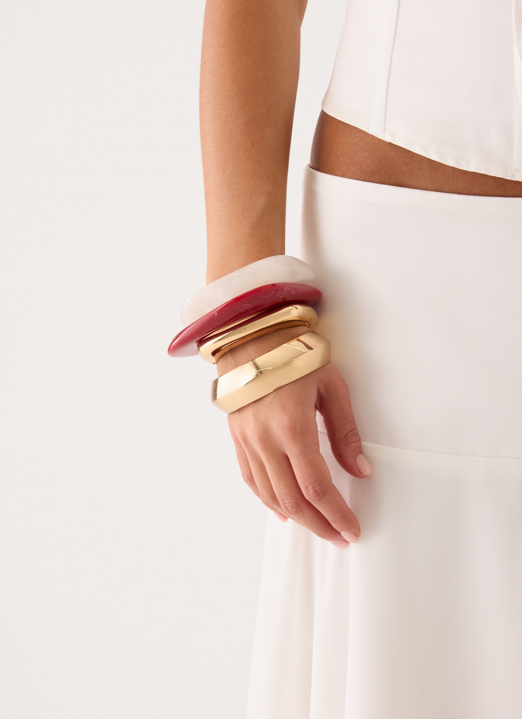 Downtown Darling Bracelets - Red/Gold