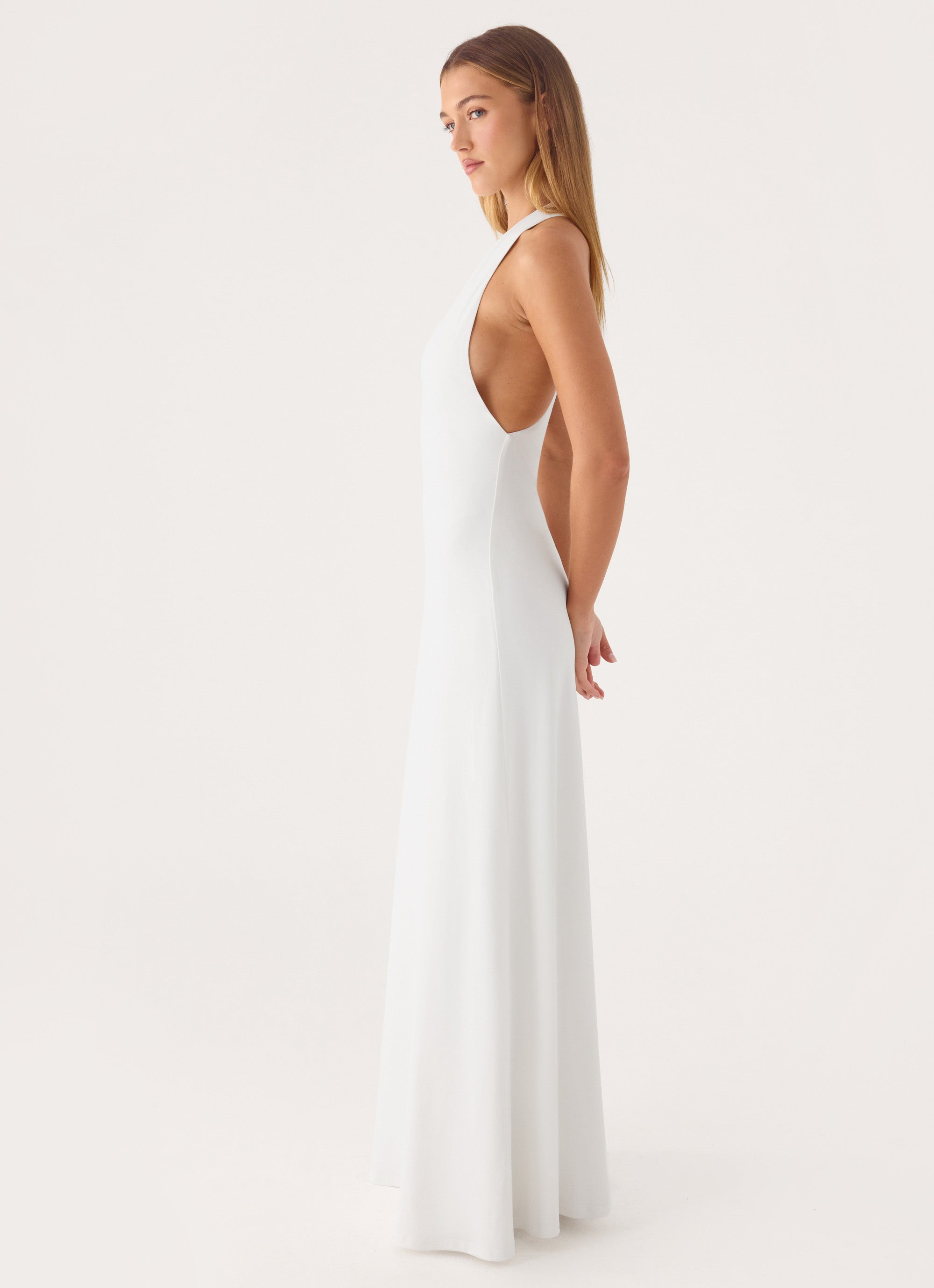 Elliah Cut Out Back Maxi Dress - White
