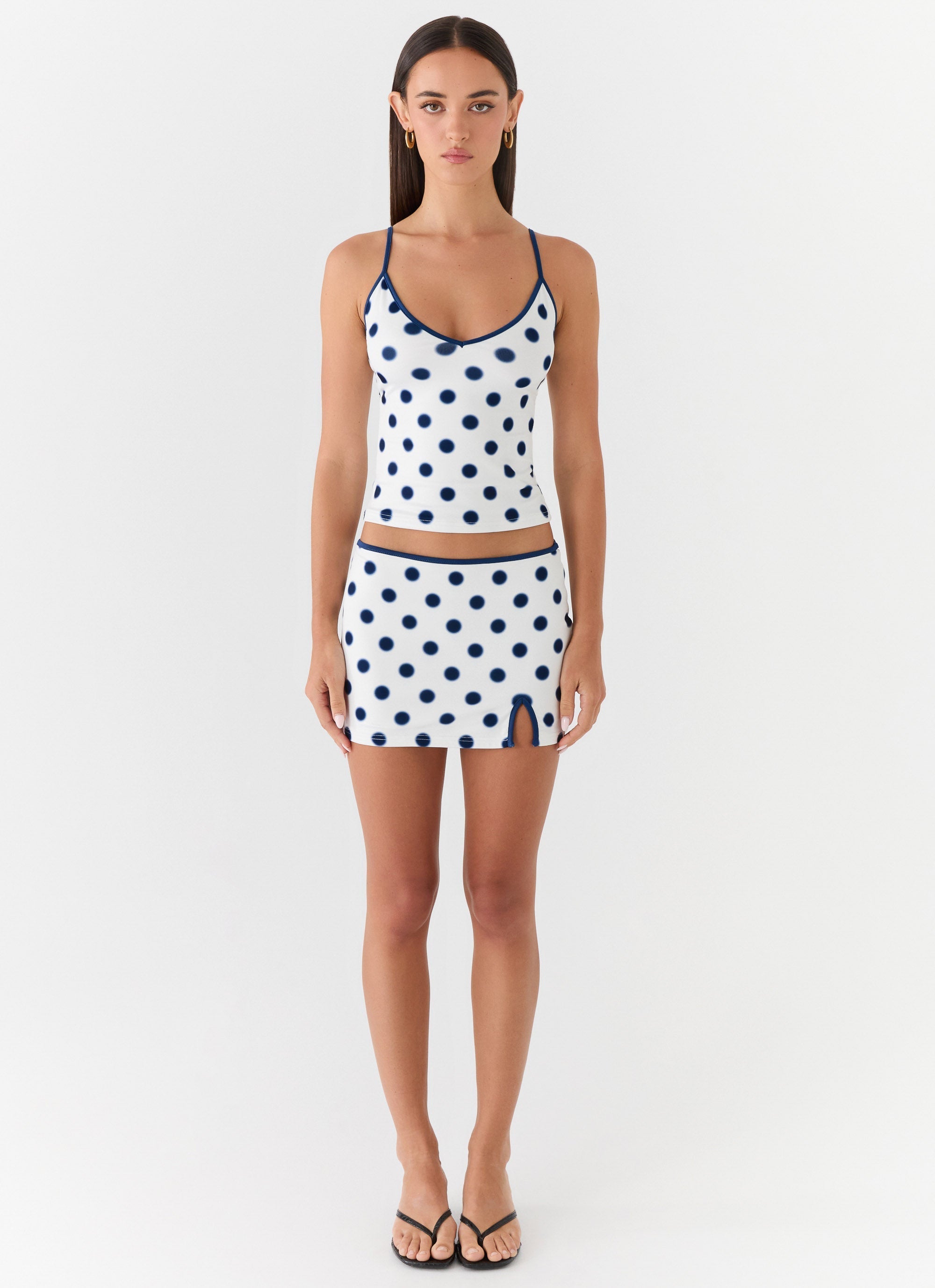 Elliot Top - Porcelain Blue Polka Dot