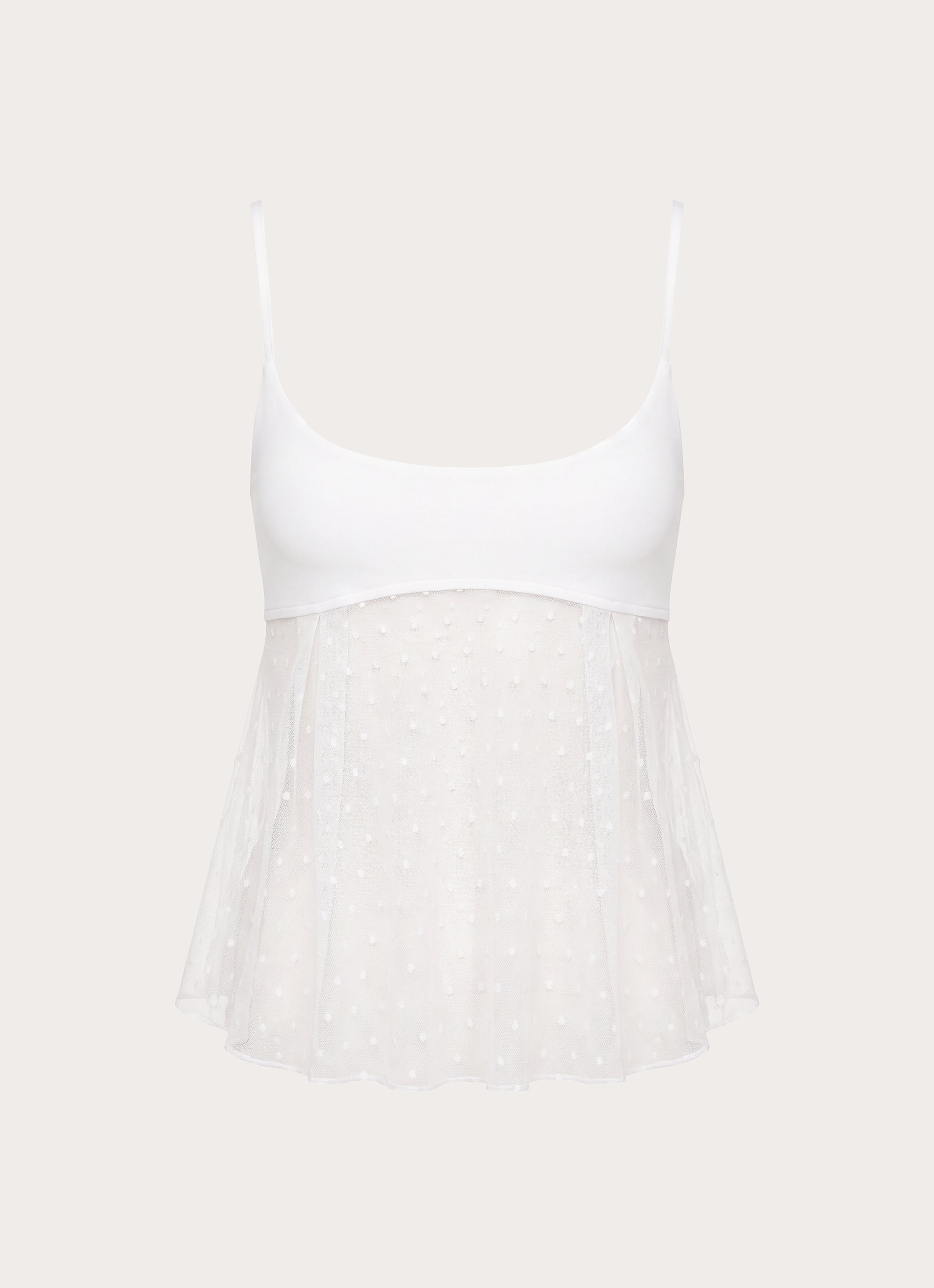 Elsie Mesh Polka Dot Top - White
