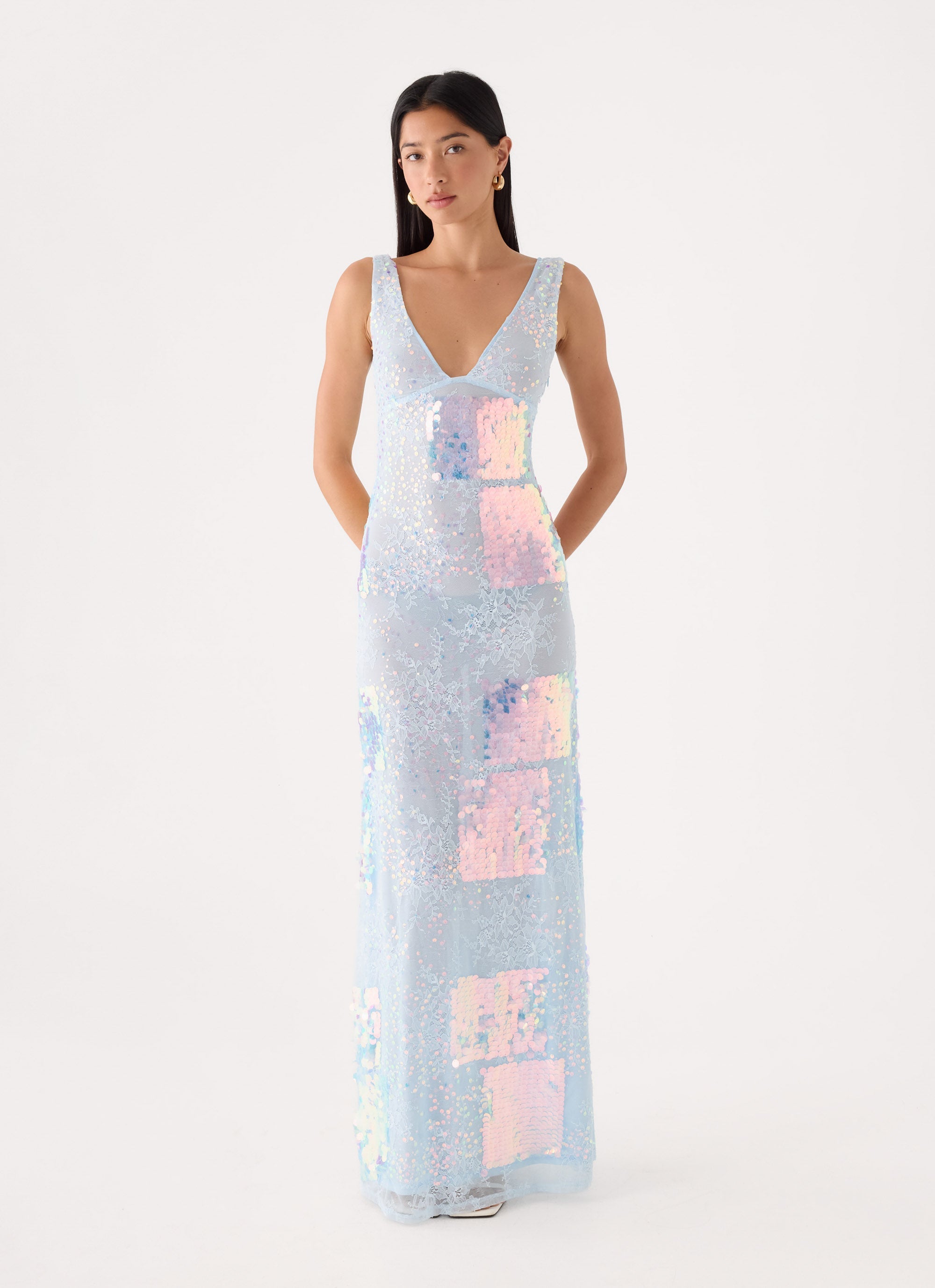 Erinah Sequin Maxi Dress - Blue