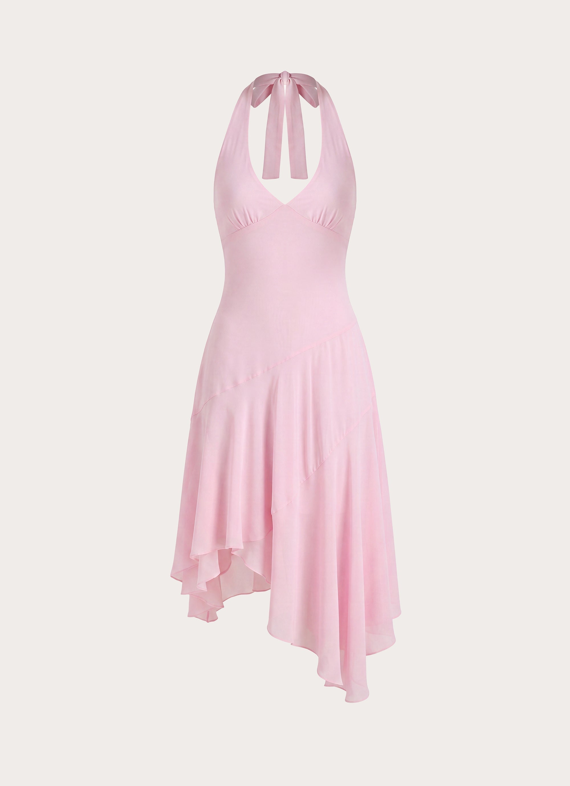 Faelie Halter Neck Asymmetrical Midi Dress - Pink