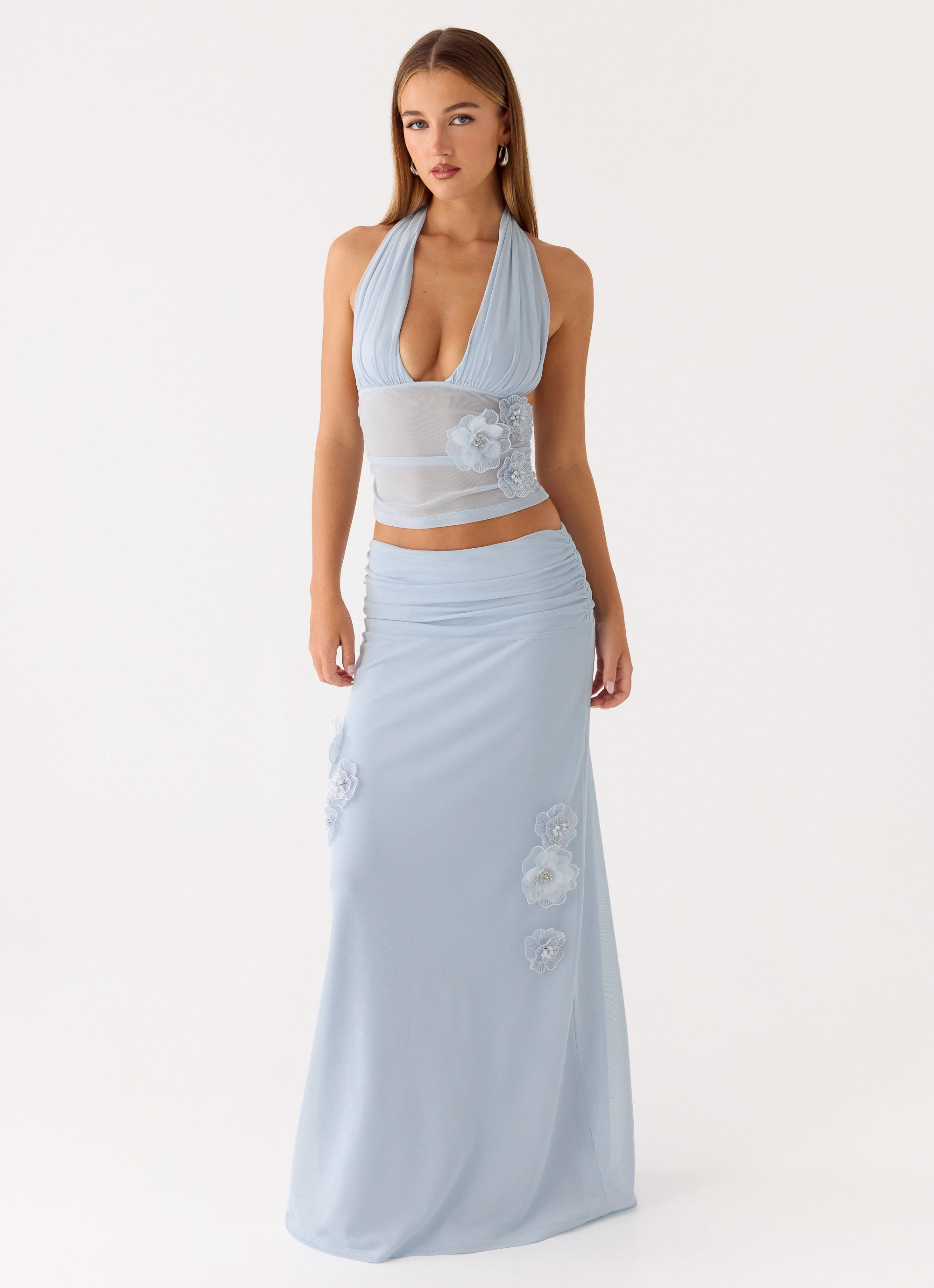 Fleur Power Maxi Skirt - Blue