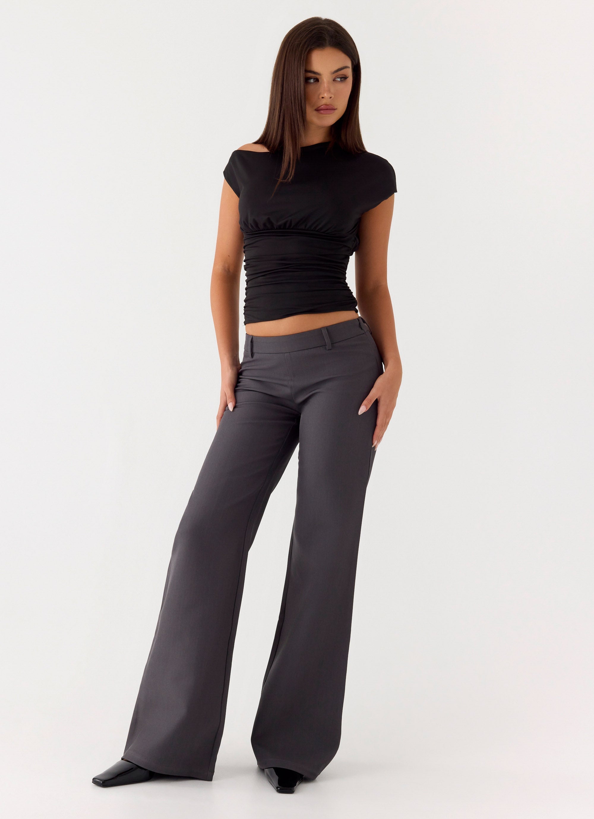 Hot As Ice Low Rise Pants - Grey