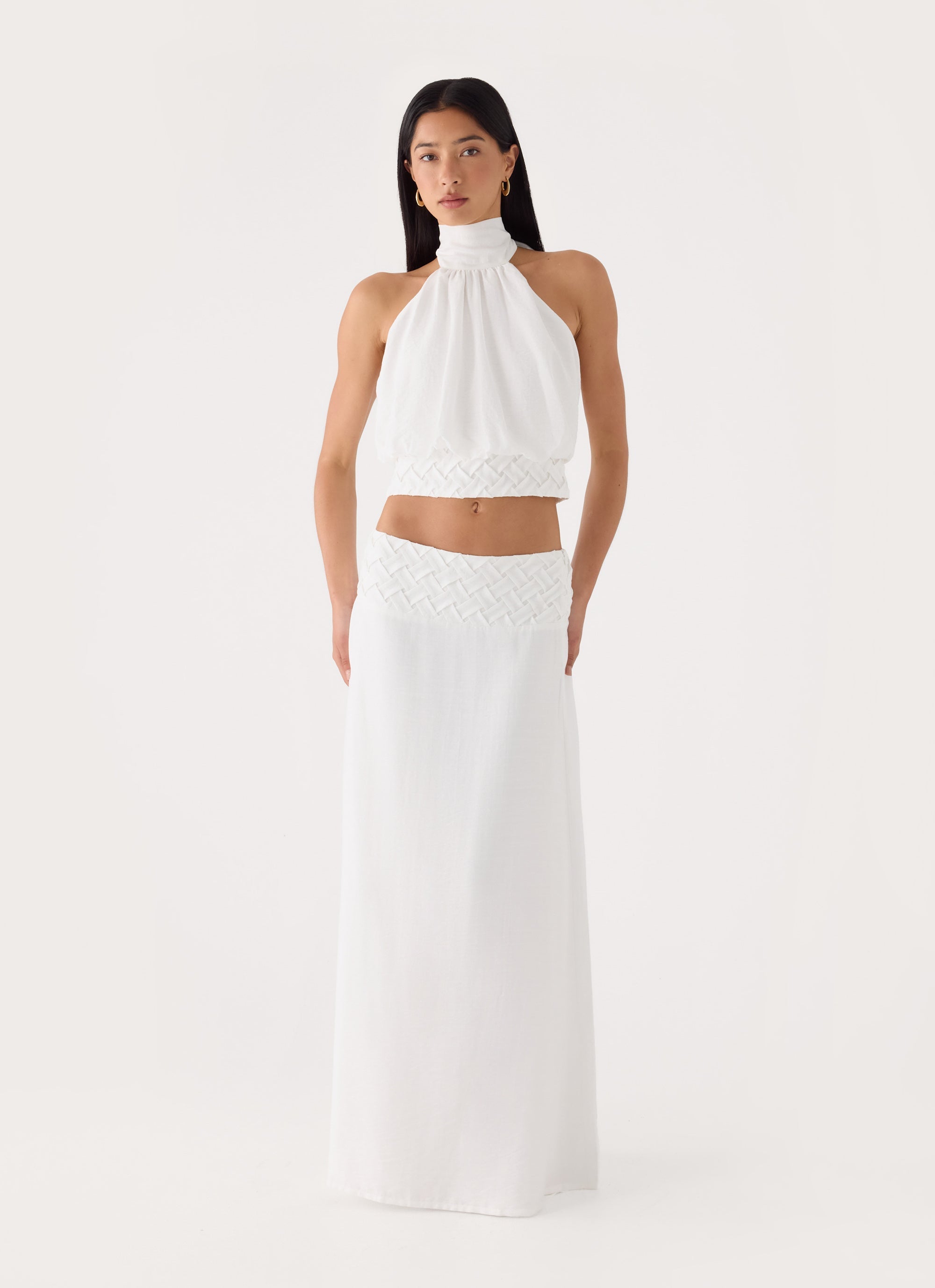 Jenna Crinkle Maxi Skirt - White