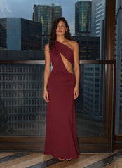 Jess Draped Maxi Dress - Maroon