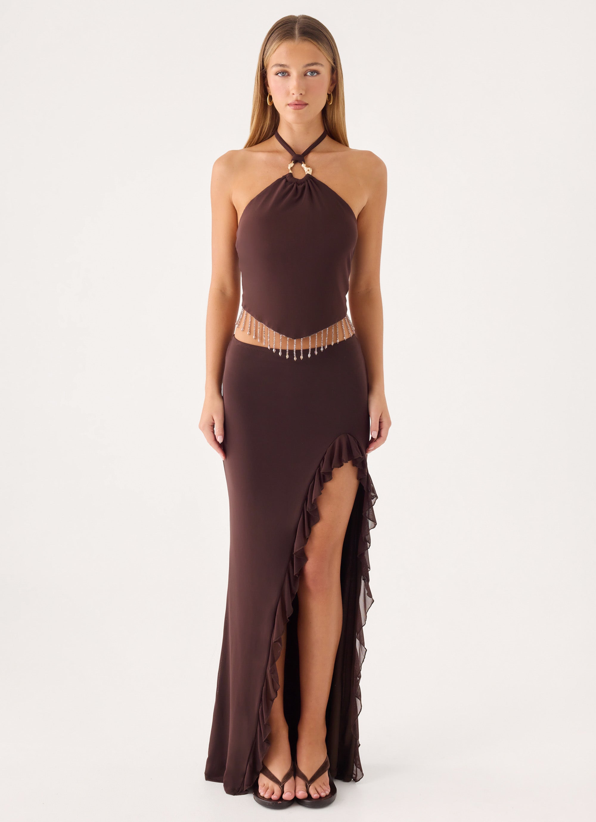 Joosal Beaded Top - Brown